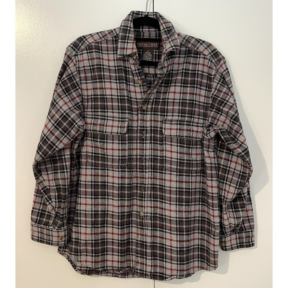Moose Creek Men's Button Up Flannel Shirt Size L Heavy Flannel Warm